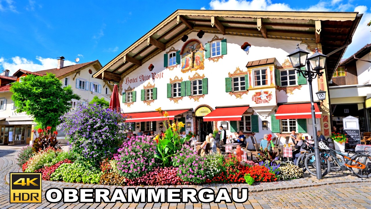 Oberammergau Bavaria 🇩🇪 A Fairytale Village of Painted Houses 🌼 4K 60 fps