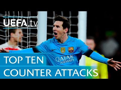 Top 10 counter attack goals - including Lionel Messi v Arsenal