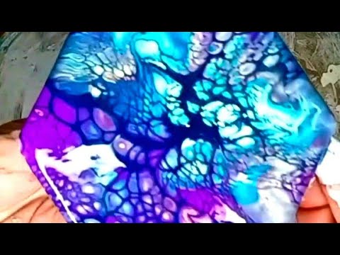 #9 Acrylic Paint Pouring Bloom on a 4"Tile @FrostyEyeKandi @PaintPouringbyVenomFluidArt