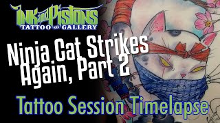 Tattooing a Large Japanese Ninja Cat  Backpiece - Session 2