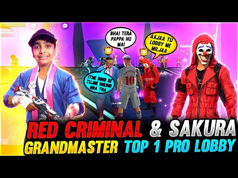 Red Criminal & Sakura Showes Emote 🤬 Grandmaster Top 1 Pro Lobby 🥵 - Garena Free Fire