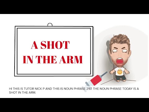 English Tutor Nick P Noun Phrase (297) A Shot in the Arm - Three Meanings - Animated