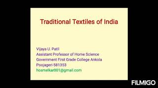 Traditional Textiles of India ( Class 12/PUC II/ BA/ BSc)
