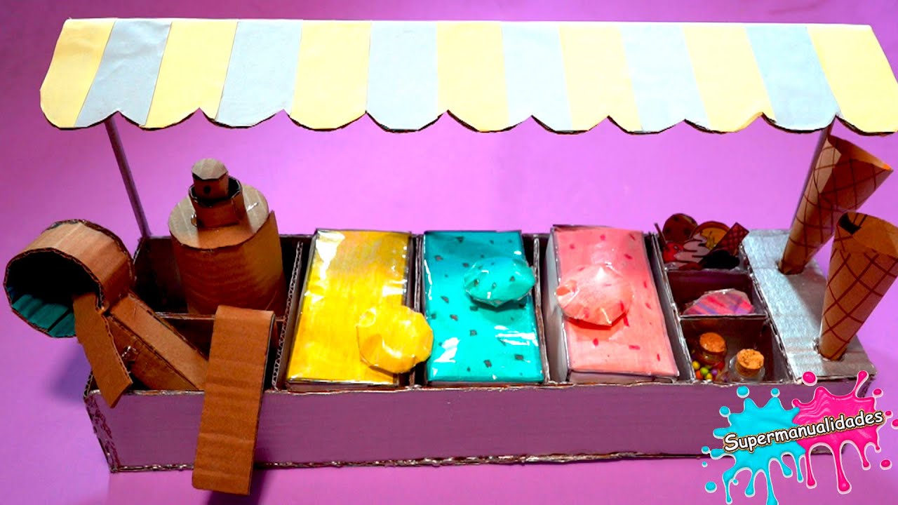 Cómo hacer una heladería de cartón (Ice Cream Stand) - Supermanualidades