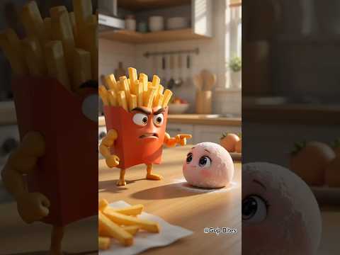 😭 Tiny Mochi Didn't Deserve This #shorts #foodanimation #frenchfries