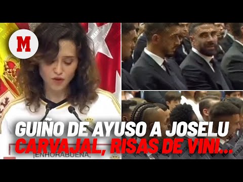 El guiño de Ayuso a Joselu: la mirada de Carvajal, risas de Vinicius... I MARCA
