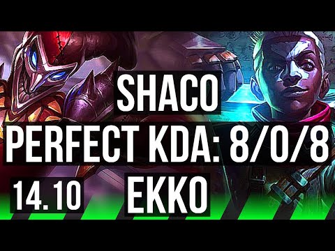 SHACO vs EKKO (JGL) | 8/0/8, 1500+ games, Legendary | EUW Master | 14.10