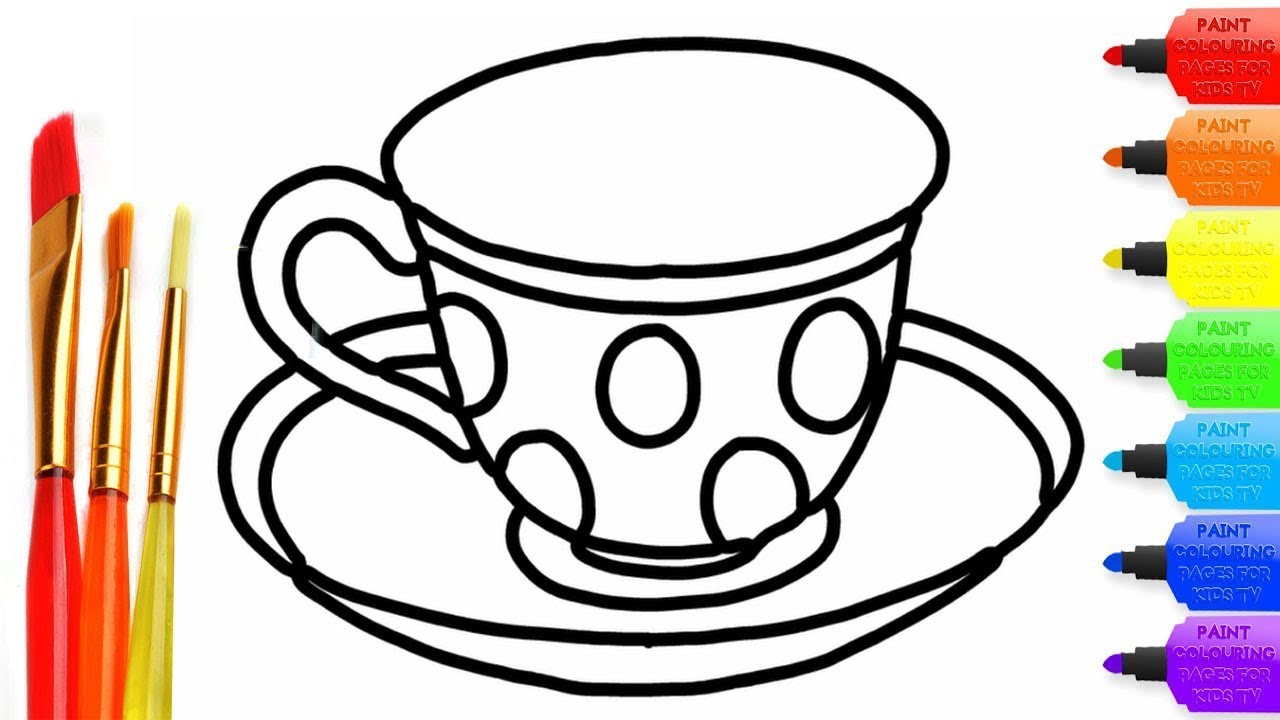 How to draw Polka dot cup coloring page for kids I learn coloring book with Polka dot cup