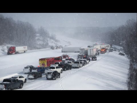 WHITEOUT CONDITIONS Cause a 20+ Car PILEUP In West Michigan!