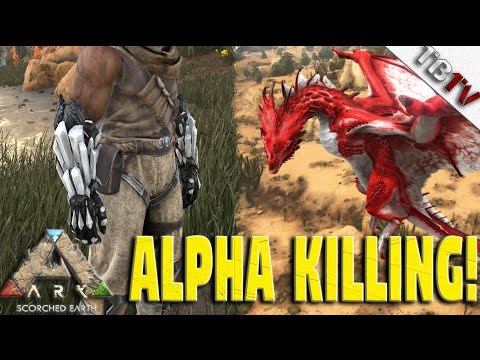 HOW TO KILL A ALPHA WYVERN ARK DLC - Wyvern Glove Skin - Ark Survival Evolved Scorched Earth S1E14