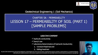 Geotechnical Eng'g 1 (Soil Mechanics) - Permeability of Soil (Part 1) [Sample Problems]