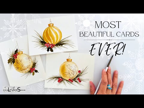 ¡GUAU! 🤩 ¡3 IMPRESIONANTES tarjetas navideñas de acuarela paso a paso que cualquiera puede pintar...