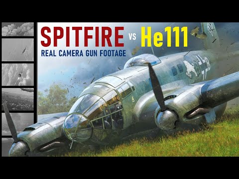 Spitfire vs Heinkel 111 over England - Must See RARE Actual 1940 Footage