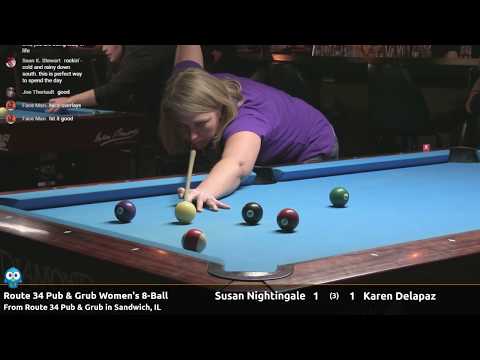 Susan Nightingale vs Karen Delapaz - Women's 8-Ball - Route 34 Pub and Grub