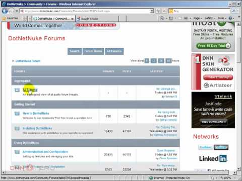 DotNetNuke Tutorial, Two RSS Feeds to get you active in the DotNetNuke Community - Video #135