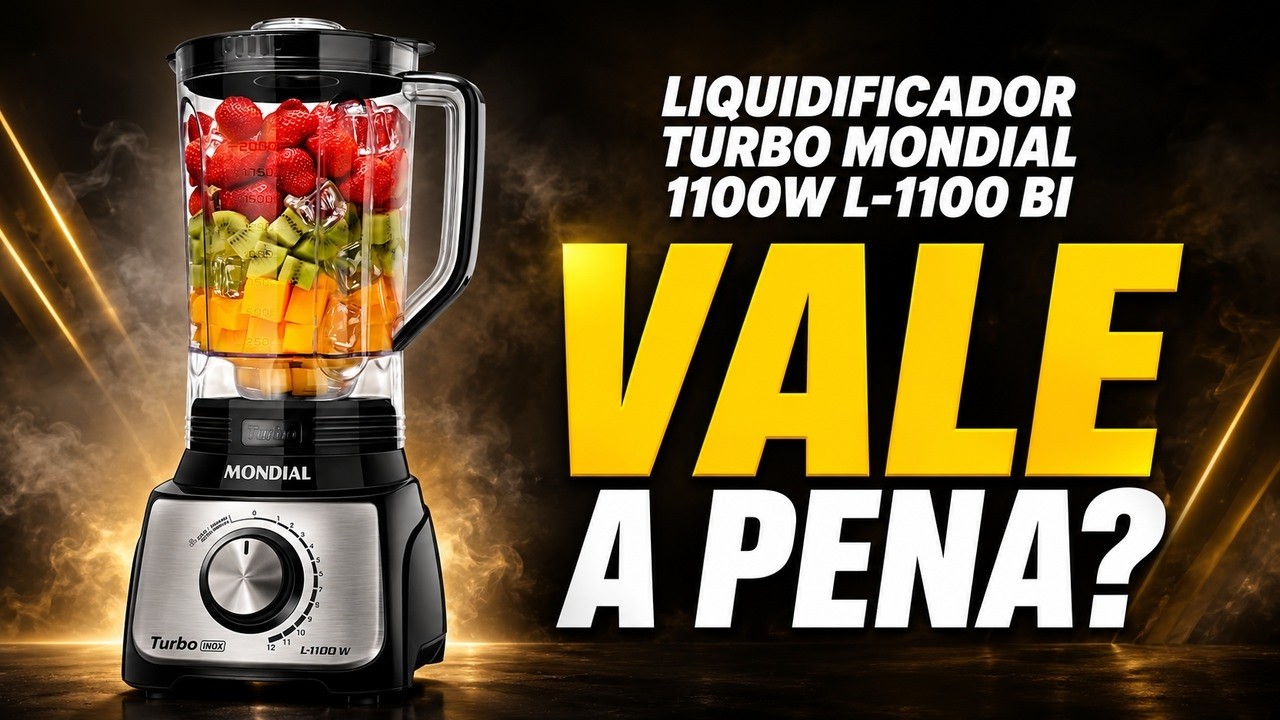 Miniatura da avaliação em vídeo de Liquidificador MONDIAL L-1100 RI Turbo 1100W 220V