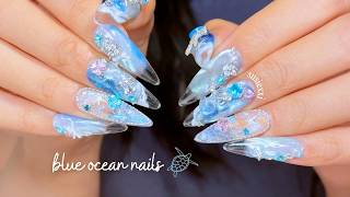 mesmerizing glass ocean nails 🌊💎 full process from start to finish!