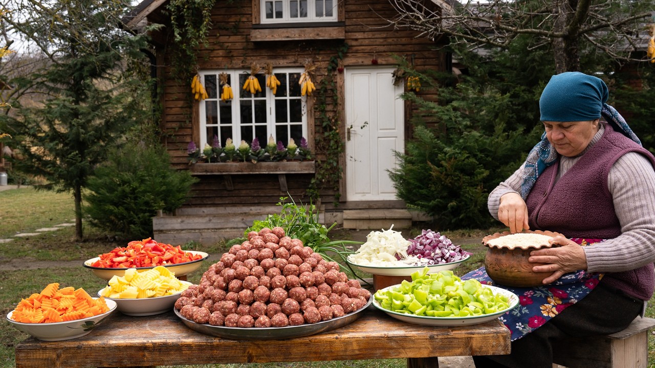 A Cozy Day Making Homemade Meatballs with Rice 🔥🍚