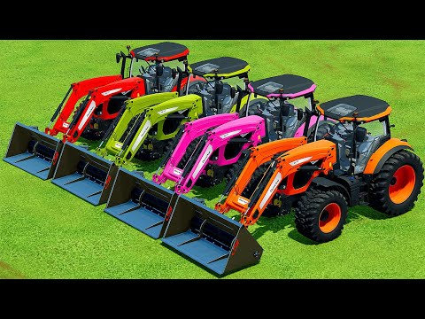 LOAD STRAW IN TRUCKS WITH COLORED LANDINI TRACTORS - Farming Simulator 22