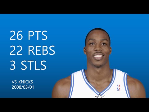 Dwight Howard | 26 pts,22 rebs,3 stls,2 blks | March 1,2008 | vs NYK