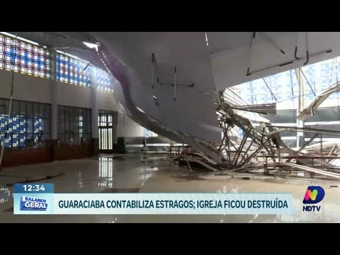 Igreja matriz histórica em Guaraciaba é totalmente destruída pelo forte temporal