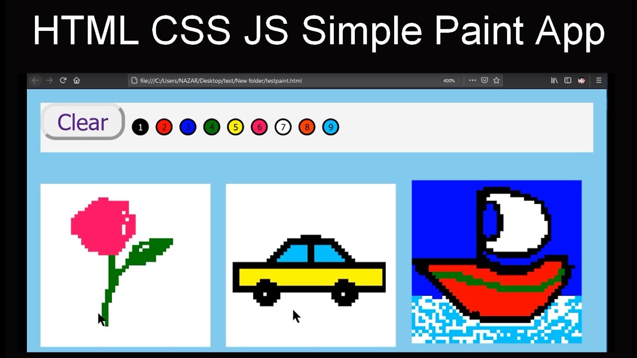 html css and js simple paint app