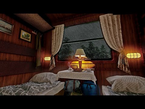 24/7 Night Train Ambience on a Rainy Night | Train & Rain Sounds