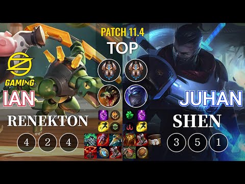 OZ Ian Renekton vs Juhan Shen Top - KR Patch 11.4
