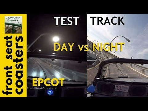 Test Track at Epcot POV Split Screen "Day vs. Night" Walt Disney World 2016 Front Seat Video