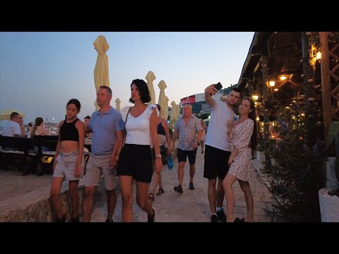 Budva in the evening, Montenegro, 🌡T+29C°,  July - Virtual Walking Tour - Travel Guide - #36/2