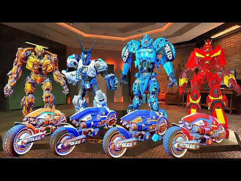Us Police Bike Transform Robot Game