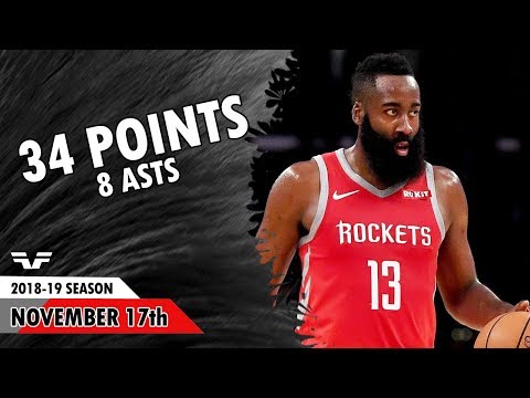 James Harden - 2018.11.17 - Rockets vs Kings - 34 Pts, 8 Asts