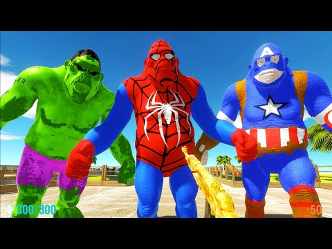 DEATH RUN OASIS VS SPIDERMAN GORO & CAPTAIN AMERICA GORO & HULK GORO - Animal Revolt Battle Simulato