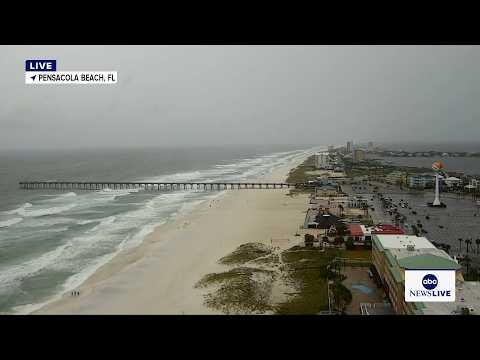 Live view of Pensacola Beach in Florida ahead of Hurricane Isaias
