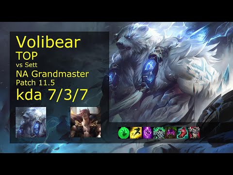 Volibear vs Sett Top - NA Grandmaster 7/3/7 Patch 11.5 Gameplay