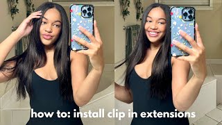 HOW TO INSTALL SEAMLESS CLIP IN HAIR EXTENSIONS LIKE A PRO + Silk Press Tutorial | Wennalife Clip In