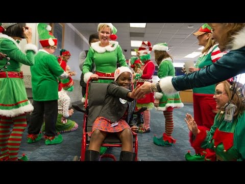 Click to Watch the Beautiful young cancer patients take a magical ride to the 'North Pole' to meet Santa and Mrs. Claus video