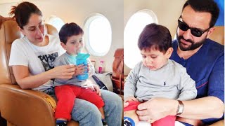 Kareena Kapoor & Saif Ali Khan Take Son Jehangir Ali Khan On Private Plane