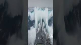 Ship in Storm! 🌊😱 Check Full Video 👉  #hurricane #ship #storm #ocean #waves #viral