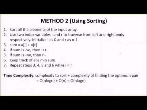 Two elements whose sum is closest to zero | GeeksforGeeks