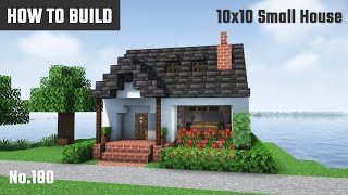 マイクラ建築：黒い屋根の小さい家の作り方。10x10ブロックで簡単に。No.180【Minecraft】