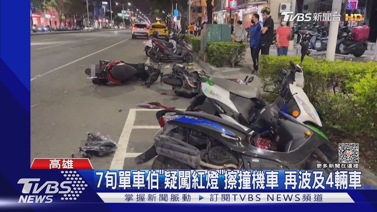 7旬單車伯疑闖紅燈！機車直行撞上　再撞歪4輛機車