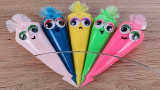 Making Slime With Colorful Cute Piping Bags ! Satisfying ASMR Video ! Part 243