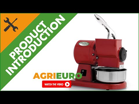 FAMA MIGNON GM Electric Cheese Grater, Red - Polished Aluminium Body - 0.5 hp - Product Introduction