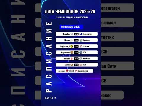 РАСПИСАНИЕ 2 ТУРА ЛИГИ ЧЕМПИОНОВ 2025/2026 (01 октября) #Shorts #футбол #FanStadium