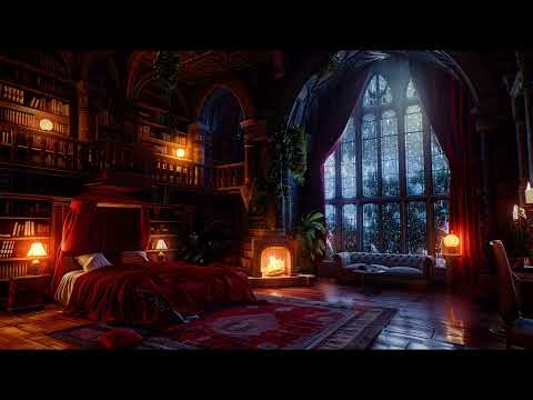 Cozy Castle Room Haven - Thunderstorm, Fireplace & Rain Sounds to Sleep in an instant - 12 Hours