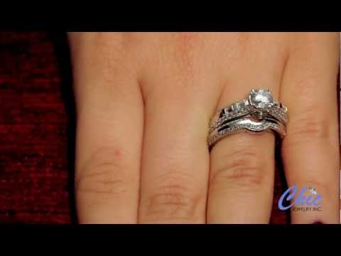 Fascinating engagement & wedding band set with round AAA high quality 0.75 center - Item #PMA8046