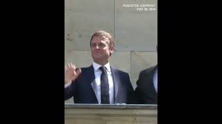 Macron and von der Leyen greet crowds in Muenster during his visit to 
