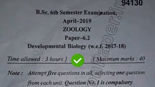 2019 Mdu BSc Medical 6th Sem Zoology Development B