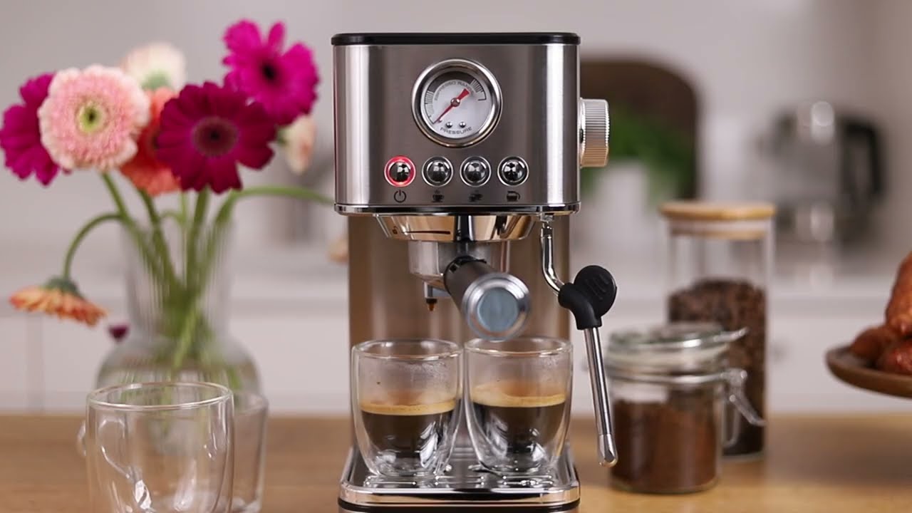 Espressor ROYAL, 1200W, 1.7L, 20 bari, carcasă inox, spumare, Alb Ivory